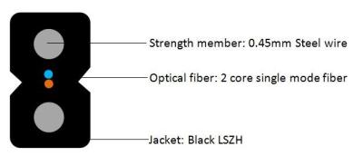 China FPR Drop Wire Fiber Optic 2 Core , G657a2 GJXFH Indoor FTTH Drop Cable for sale