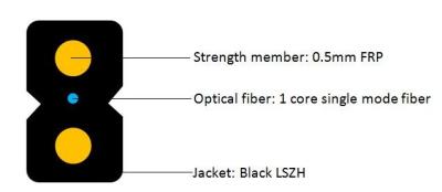 China Steel Rod 1 Core Indoor FTTH Drop Cable With Glue G657a2 GJXFH for sale