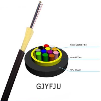 Cina Il centro dell'interno del cavo a fibre ottiche 12 di TPU GJYFJU con il filato stretto di Buffe Aramid in vendita