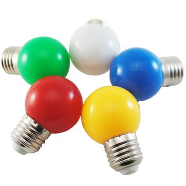 China QM-G40-7LG G40/G45 12V 24V 100V 120V 0.5w E27 color led bulb 5050SMD colored bulb G40 led bulb for sale