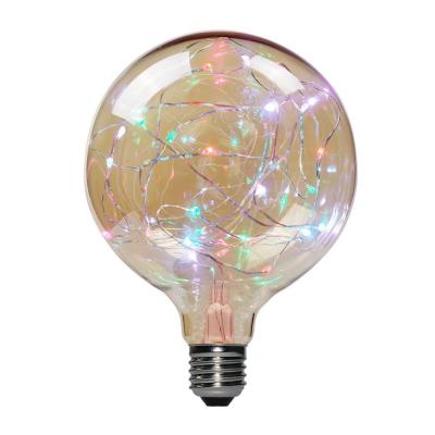 China Hot Sale Glass G125 E27 AC85-265V Led For Decorating Garden Copper Wire Light Bulb for sale