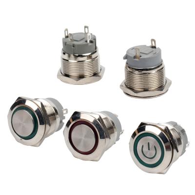 China flattest 22mm 12mm 16mm 19mm momentary waterproof 12V metal led illuminated RGB push button switch MX128 for sale