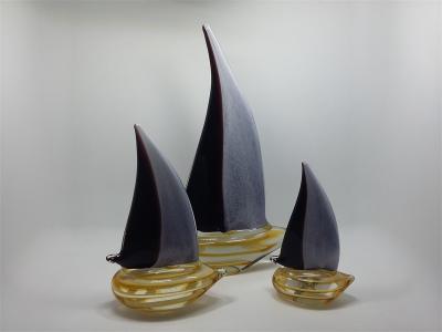 China Glass sculpture, Glass sailboat, glass decoration for sale