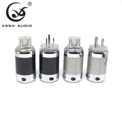 China YIVO XSSH USA Version Residential / General Purpose High End Carbon Fiber Tellurium Copper Rhodium Plated DIY USA 3Pin USA Power Plug IEC Electrical Connector for sale