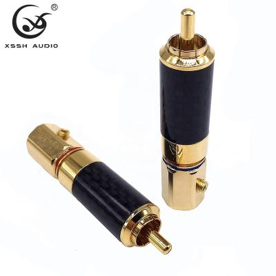 China audio & Video XSSH YIVO high quality audio rca connectors 11MM carbon fiber brass high fidelity gold plated jack rca male plug for sale