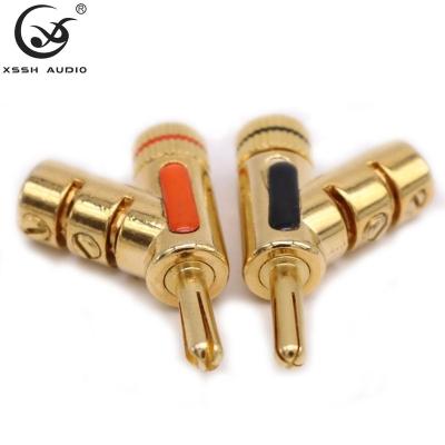 China audio & YIVO XSSH OEM Golden Gun Type Audio Visual Speaker Banana Connector High Fidelity Brass Plated Male Jack for sale