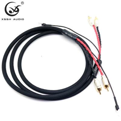 China High Fidelity Car XSSH YIVO 2 RCA To 2 RCA Ground U Ground Shovel Ground Wire Jack RCA Cable Telephone Tonearm Audio Cable for sale