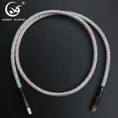 China audio & Video Male Type A to Male Type B USB Tie Down Hi-Fi DAC Data Shield 4 Core OFC Plated Silver USB Fast Charging Data Cable for sale