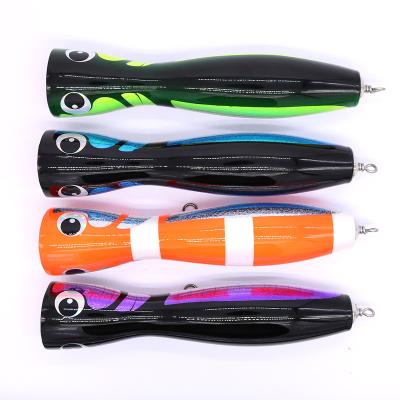 China CASTFUN New Design Wooden 120g 21cm GT Trolling Fishing Topwater Lures Aluminum Lure Snap Lure Wooden Groundbait for sale