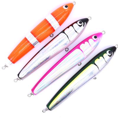 China CASTFUN 140g Custom Wood Lures Topwater Fishing Tuna Wooden Lures GT Snap Lures for sale