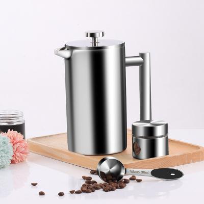 China French Stocked Double Wall Insulated Stainless Steel Press Coffee Maker and Tea Brewer Pot Home Office Coffee Maker for sale