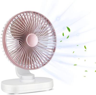 China Work Fan 4 Speeds Table Top Quiet Auto Oscillating Quiet Silent Cooling Air Battery USB Circulator Rechargeable Mini Fan for sale