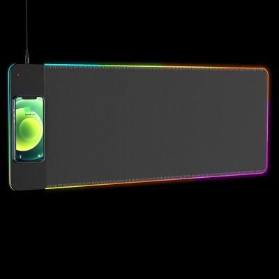 China Hot Sale 800*300*4mm XXL RGB Durable Hot Large Gaming Mouse Pad 10W QI Charger LED Mousepad Factory Price Wireless Gaming Mouse Pad for sale