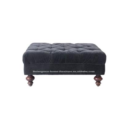 China Hot Selling High Quality Modern Wooden Legs Traditional Upholstered Luxury Tufted Velvet Wedding Event Rentals Party Furniture Square Ottoman for sale