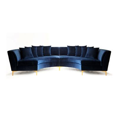 China Large C Shape Modern Wedding Event Rentals Sofa Three Seat Velvet Steel Wedding Sofa for sale