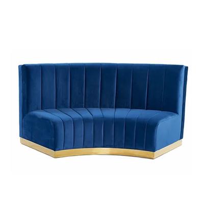 China Modern style stainless steel interior design high quality blue living room blue sofa set luxury gold for sale