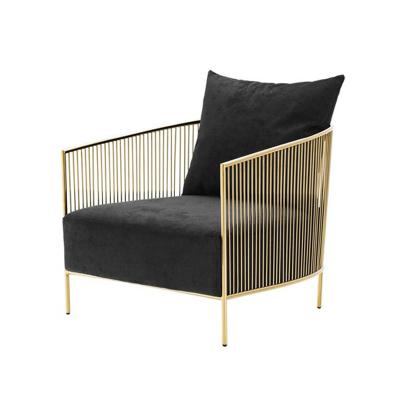 China Modular deisgn mid century living room black velvet wire chair modular modern interior metallic furniture for sale