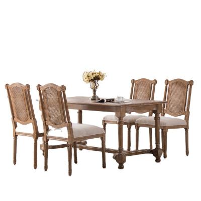 China Good Quantity Traditional French Handmade Classic Country Chic Wood Fabric Upholstered Dining Chairs for sale