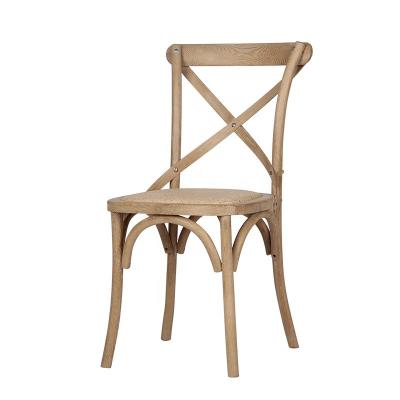 China Traditional Vintage Antique Classic Stackable Solid Wood Cross Wedding Event Hotel Hotel Back Chairs for sale