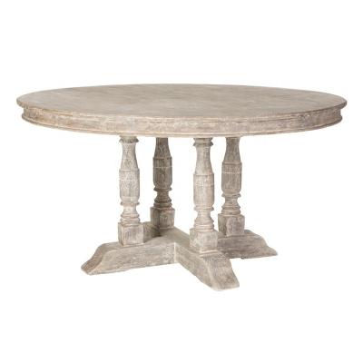 China Traditional French Farmhouse Style Oak Wood Solid Wood Distressed Solid Wood Farmhouse Table Dining Table and Chair Set for sale