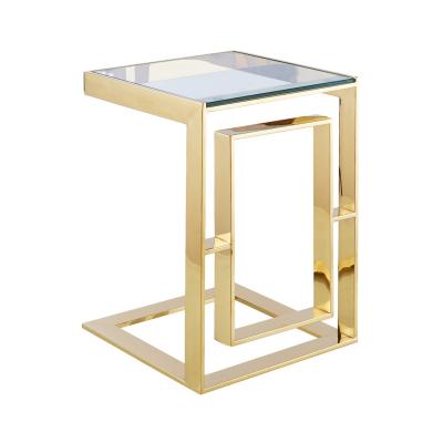 China Contemporary luxury modern side table gold metal coffee table gold stainless steel for sale