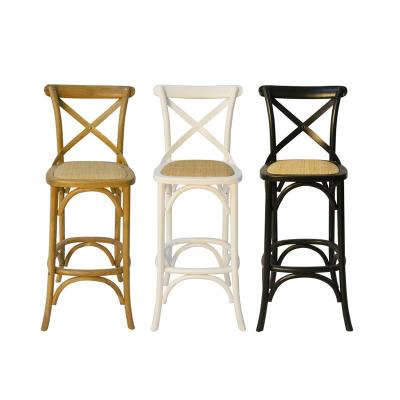 China Thonet Commercial Bar Stool High Back Cross Bar Stool Traditional Wooden Event Bentwood Wedding Chair for sale