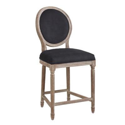 China Traditional French Louis Oak Wood Stool Chairs Round Back Bar Stools With Paige Upholstered Counter Back Barstool for sale