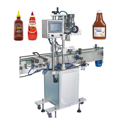 China Automatic Chili Cap Oval Cap Bottled Food Ketchup Tomato Sauce Covering Capper Marinara Sauce Bottle Screw Machine for sale