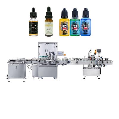 China Automatic Beverage Liquid Dropper Bottle Labeling For Cbd Metal Cap E-Liquid Oil Monoblock Filling Capping Machine for sale