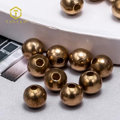 China 4mm 5mm 6mm 7mm 8mm Good Quality Solid Copper 9mm Drilled Hole Loose Beads Brass Jewelry Beads for sale