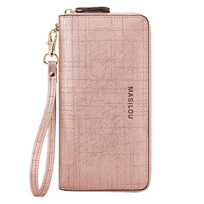 China Simple high quality leather ladies pinch large capacity fashion women wallet ladies pinch with bracelet for sale