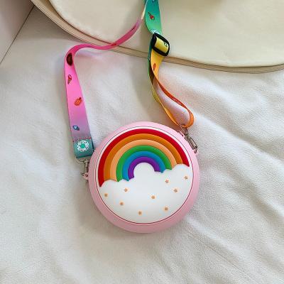 China High quality top selling 2022 rainbow color small coin purse matching clothes bag kids bags girls handbag for sale