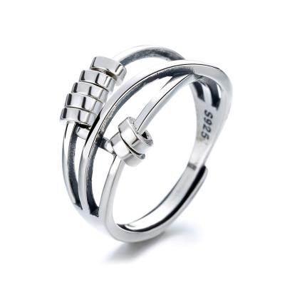 China Sterling Fashion Temperament Three Rings Index Ring CLASSIC Silver Female Intelligent Transfer Many Laps for sale