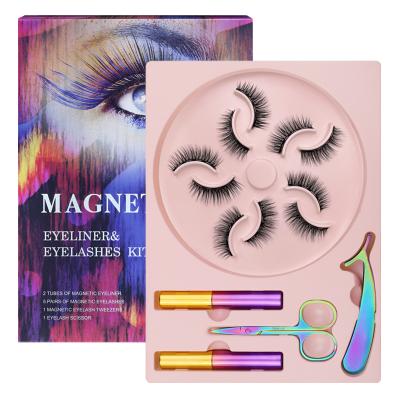 China Spot Sensitive 5 Pairs Magnetic False Eyelashes Holder Magnet Lotus Color Border Glueless Double Eyelashes for sale