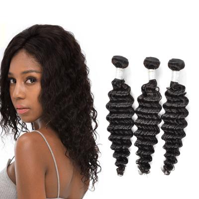 China 100% Virgin Hair 9A Deep Wave Hair Bundles With Closure 100% Virgin Hair Unprocessed Deep Wave Hair Bundles Along With 4x4 French Top Lace Closure for sale