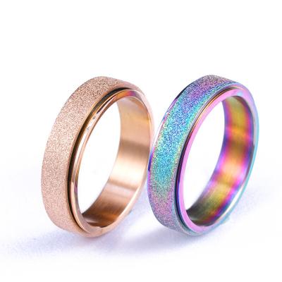 China CLASSIC titanium steel frosted rotary ring is hot selling stress reduction jewelry for sale