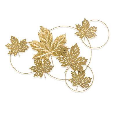 China Glod Lotus Leaf Plant 3d Metal Wall Art Home Hangings For Living Room Traditional Iron Metal Decor Items Wall Hangings For Living Room for sale