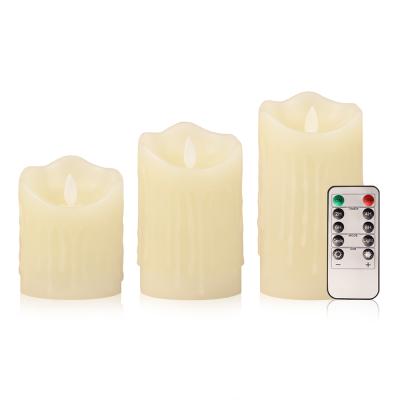 China Three Piece Flameless Suit Set Remote Control Timer Battery Powered Warm Light Flameless Suit For Led Candle With Remote for sale