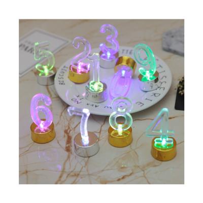 China COLOR CHANGING Christmas Wedding Party Birthday Use 0-9 Battery Candles Flameless Colors Changing Led Number Candle for sale