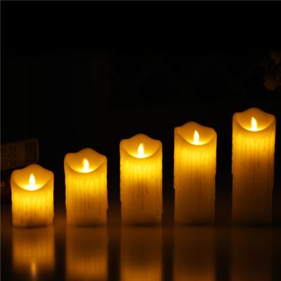 China High quality decoration flameless light simulation led pillar candles moving flame wax led candle for sale