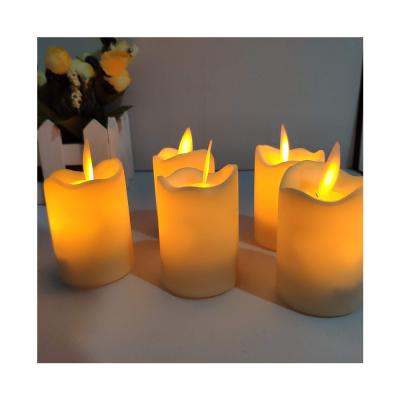 China COLOR CHANGING Pillar Shape 4*7cm Led Candle Light Battery Operated Movable Flickering Votive Light Yellow Candle Wick Candle Light for sale