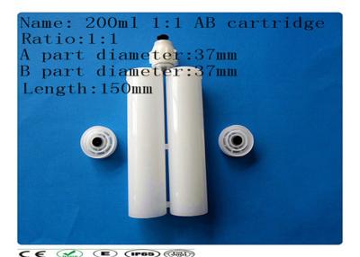 China White 200ml two component dispensing catridge , dispensing barrel , glue cartridge for sale