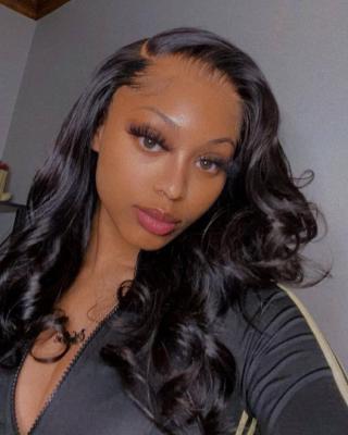 China Regular Loose Wave 13*4 HD Swiss Lace Frontal Wig 180% 250% Density Remy Hair Pre-Plucked Baby Hairline Quality For Black Women for sale