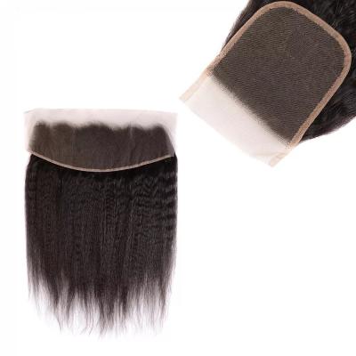 China Natural color Remy Human Hair 4x4 yakin lace sheer straight libertine swiss lace closure feather Swiss lace closure for sale