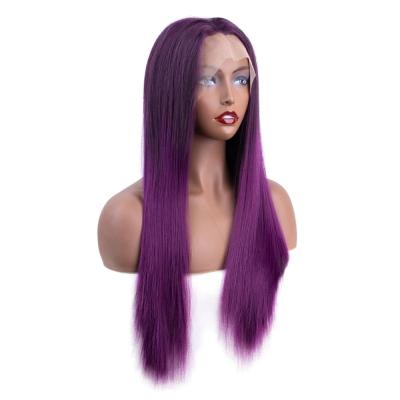 China Unprocessed Virgin Swiss Purple Colored Lace Front Wigs 13x4 Brazilian Straight Hair 13x4 Lace Front Wigs 100 Lace Frontal Wig for sale