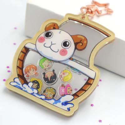 China Custom 2020 New Anime Plastic Flip Moving Acrylic Charm With Key Chain Pendant As Promotion Gift for sale