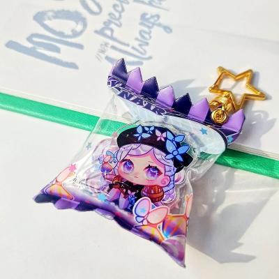 China Wholesale OEM plastic cheap logo custom candy inflatable bag charms cartoon anime acrylic shaker key chain with your design for sale