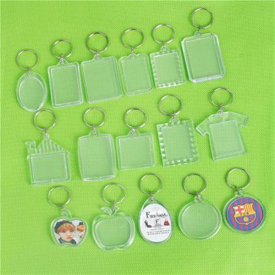 China Transparent Key Chain FOB Key Ring Holder Acrylic Keychain Blanks Picture Frame Photo Insert T-shirt Key Ring Holder Plastic DIY for sale