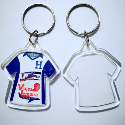 China Custom Shape High Quality Plastic Logo Blanks Acrylic Tshirt Keychain for sale