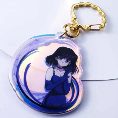 China DAQIDONG Plastic Make Your Own Custom Hologram Acrylic Epoxy Charm Transparent Key Chain Clear Holographic Plastic Key Chain for sale